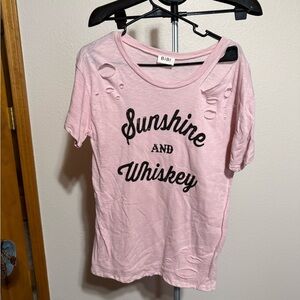 BiBi Pink Distressed Tee with Graphic